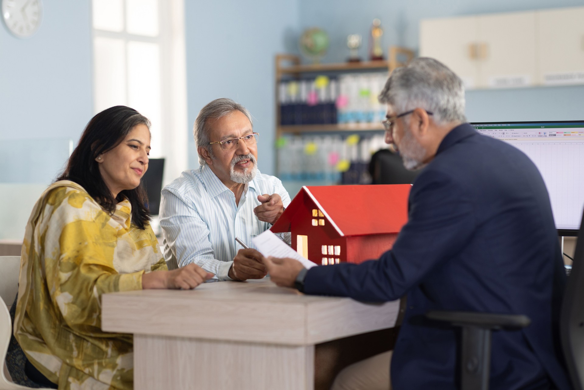 Senior Couple Meeting with Financial advisor stock photo